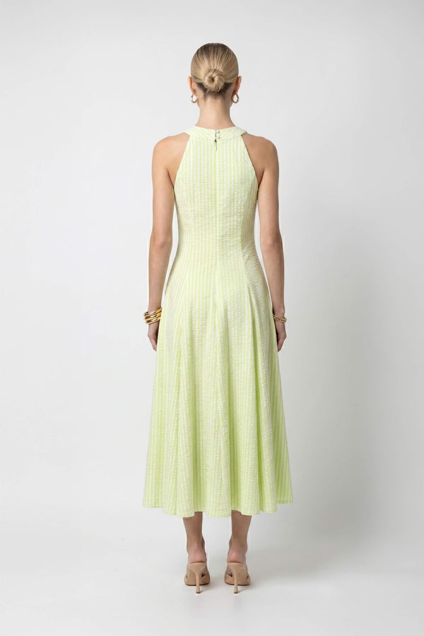Nadia Tie-Detail Smocked-Cuff Vestido 723173
