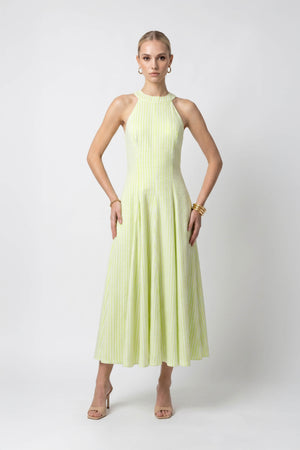 Nadia Tie-Detail Smocked-Cuff Vestido 723173