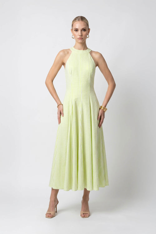 Nadia Tie-Detail Smocked-Cuff Vestido 723173