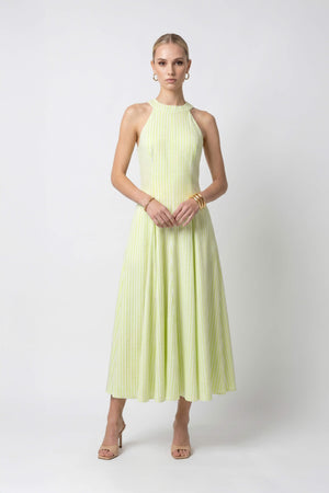 Nadia Tie-Detail Smocked-Cuff Vestido 723173