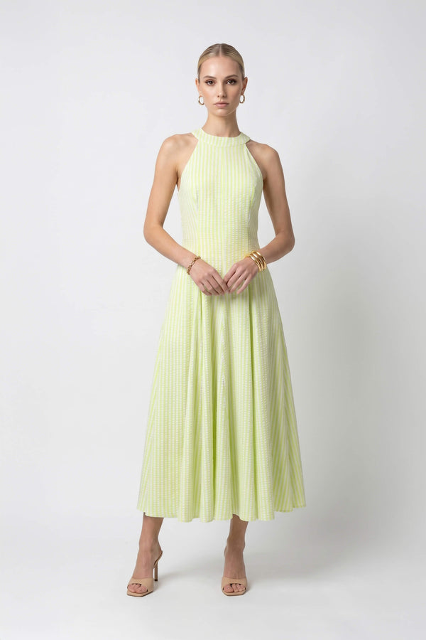 Nadia Tie-Detail Smocked-Cuff Vestido 723173