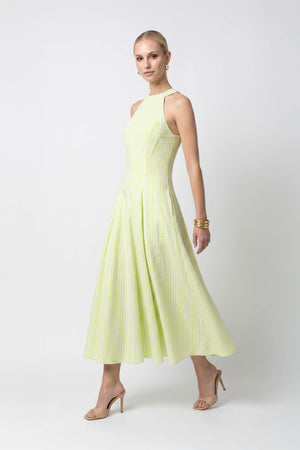 Nadia Tie-Detail Smocked-Cuff Vestido 723173