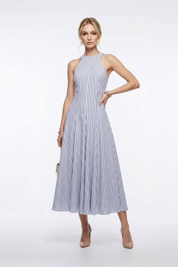 Nadia Tie-Detail Smocked-Cuff Vestido 723173