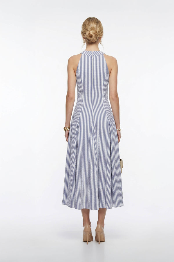 Nadia Tie-Detail Smocked-Cuff Vestido 723173