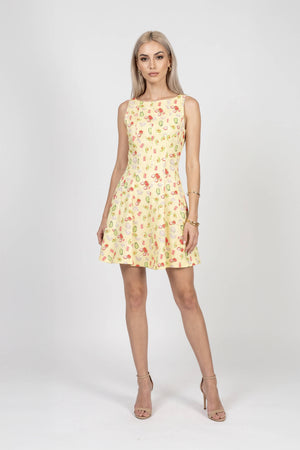 Julieta Fruit Print A-Line Mini Vestido 723175 AMA