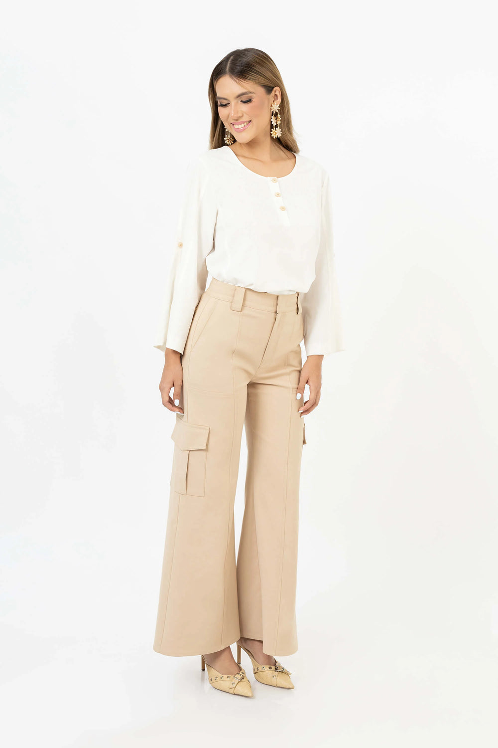 Rachel Henley Buttoned Blusa 554124