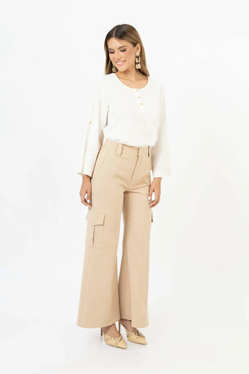 Rachel Henley Buttoned Blusa 554124