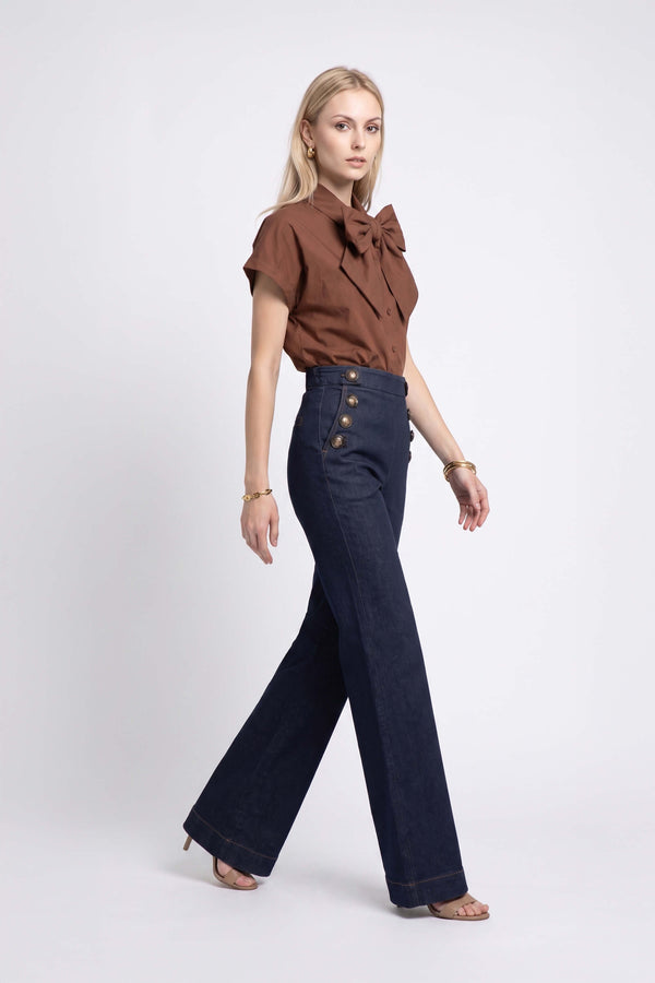 Lucia Sailor High-Waist Wide-Leg Pantalón 731105 DEN