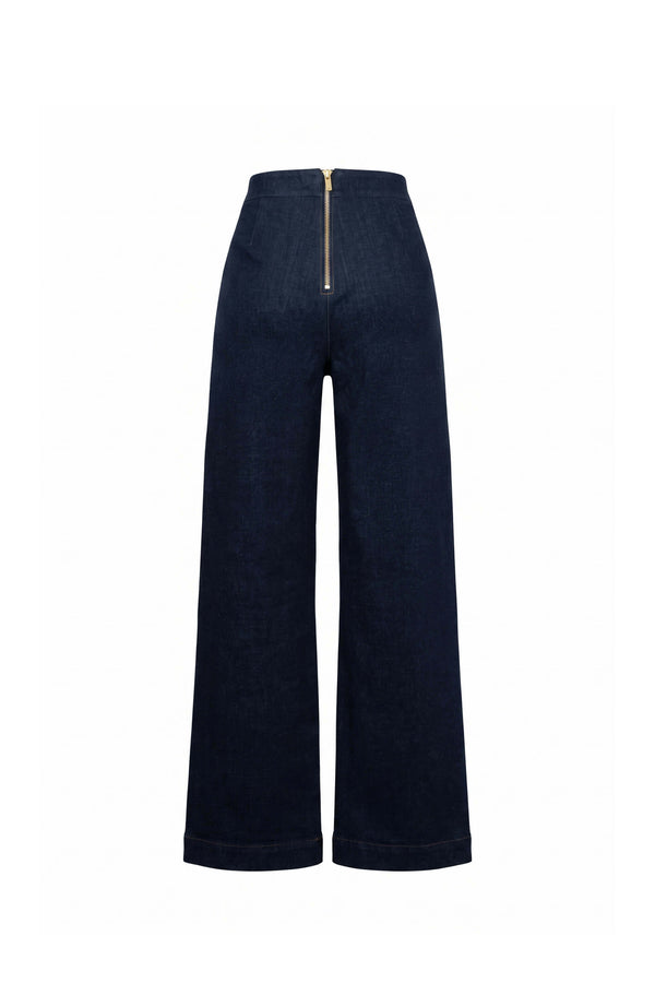Renata Sailor Double-Breasted Wide-Leg Pantalón 731105 NAV