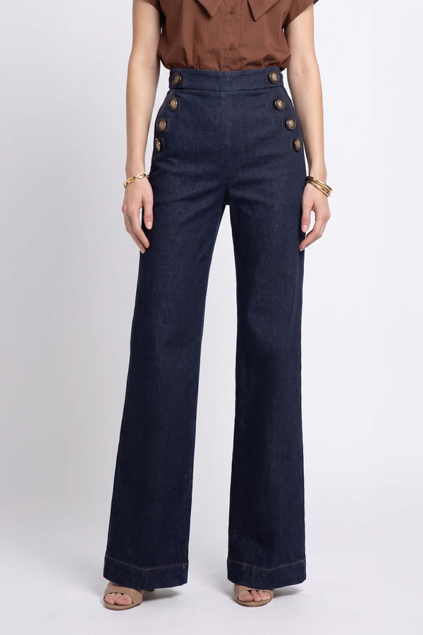Lucia Sailor High-Waist Wide-Leg Pantalón 731105 DEN