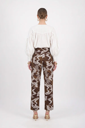 Mia Printed High-Waist Straight-Leg Pantalón 731130 CAF