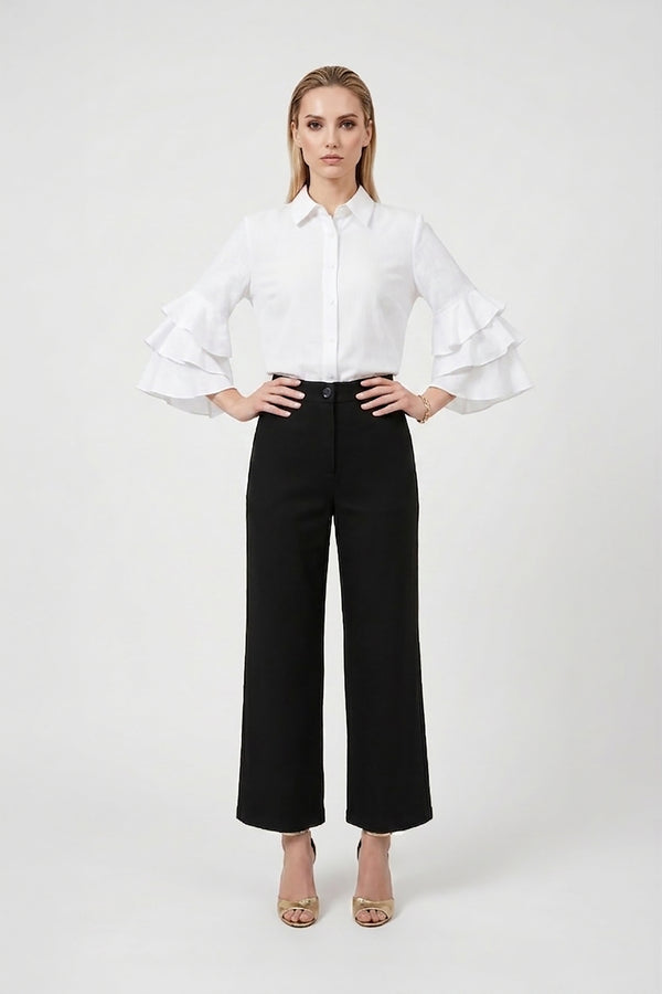 Camille Ruffled Long-Sleeve Shirt Blouse 