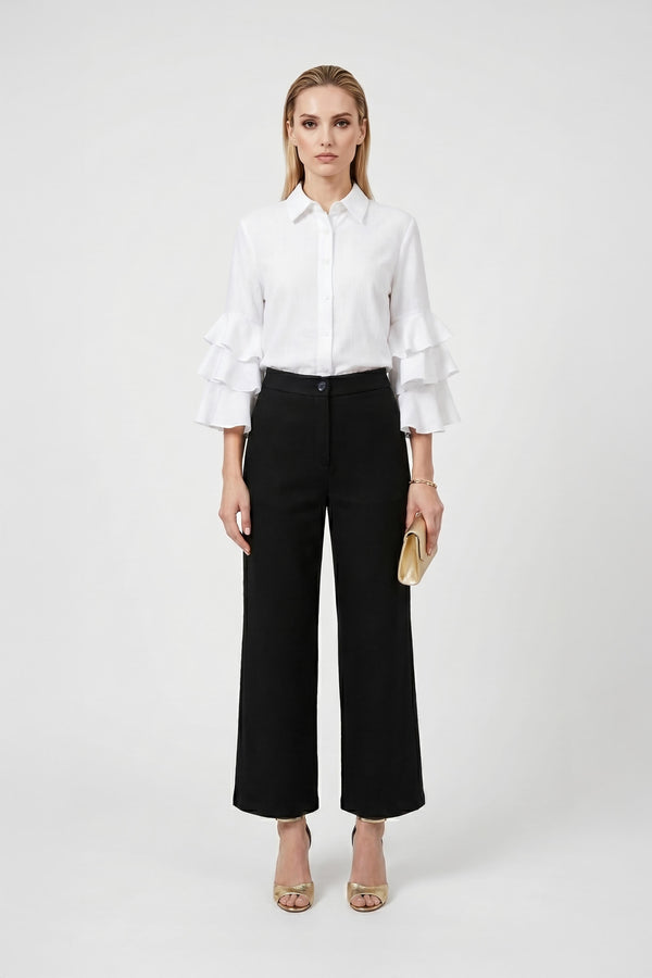 Camille Ruffled Long-Sleeve Shirt Blouse 