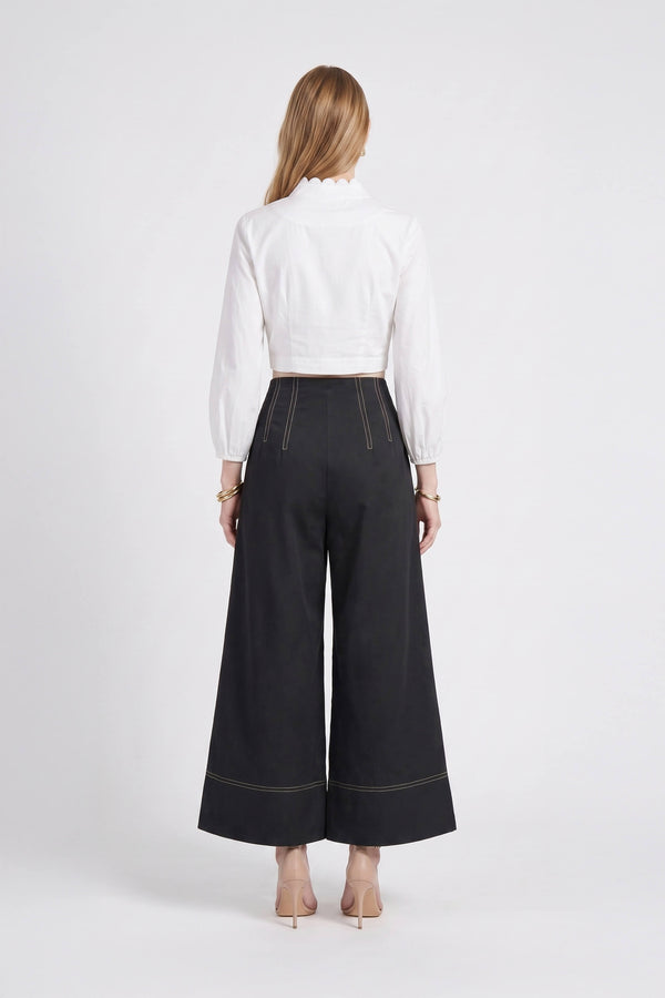 Gala Stitched High-Waist Wide-Leg Pants 731142 NEG
