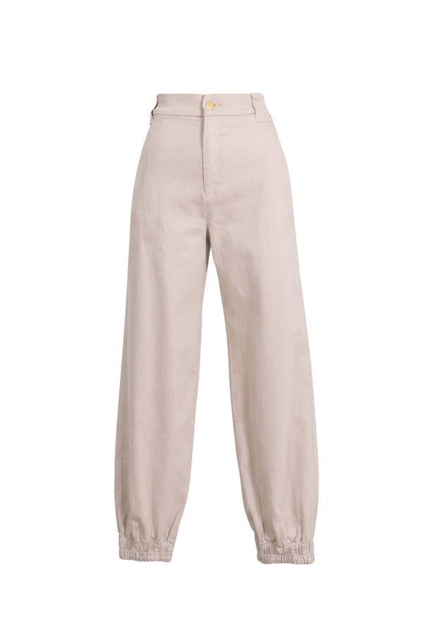 Emma Elastic-Cuff High-Waisted Pantalón 731146 BEI
