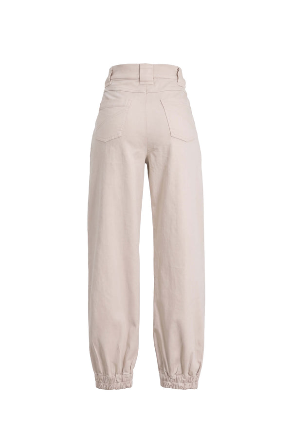 Emma Elastic-Cuff High-Waisted Pantalón 731146 BEI
