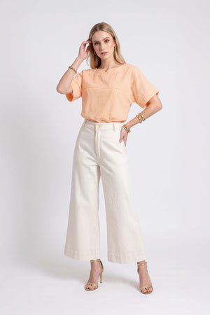 Mia Striped Short Sleeve Blusa 752970 NAR