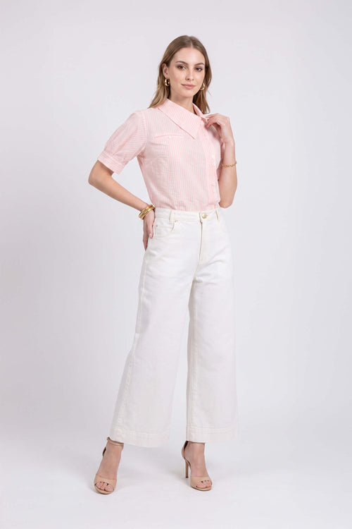 Renata High-Waist Wide-Leg Pantalón 731148 BCO
