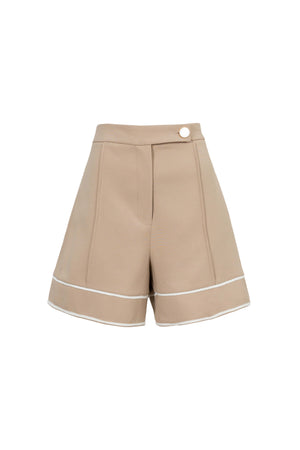 Nora High-Waisted Contrast-Trim Tailored Shorts