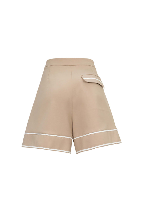 Nora High-Waisted Contrast-Trim Tailored Shorts