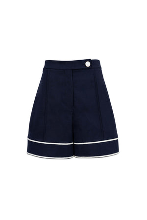 Nora High-Waisted Contrast-Trim Tailored Shorts