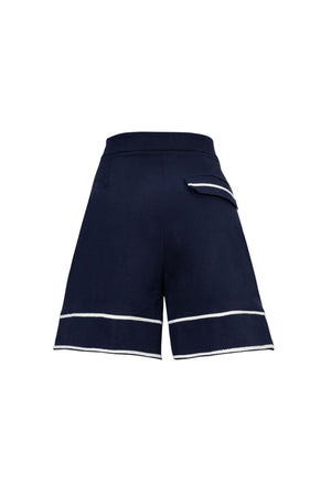 Nora High-Waisted Contrast-Trim Tailored Shorts