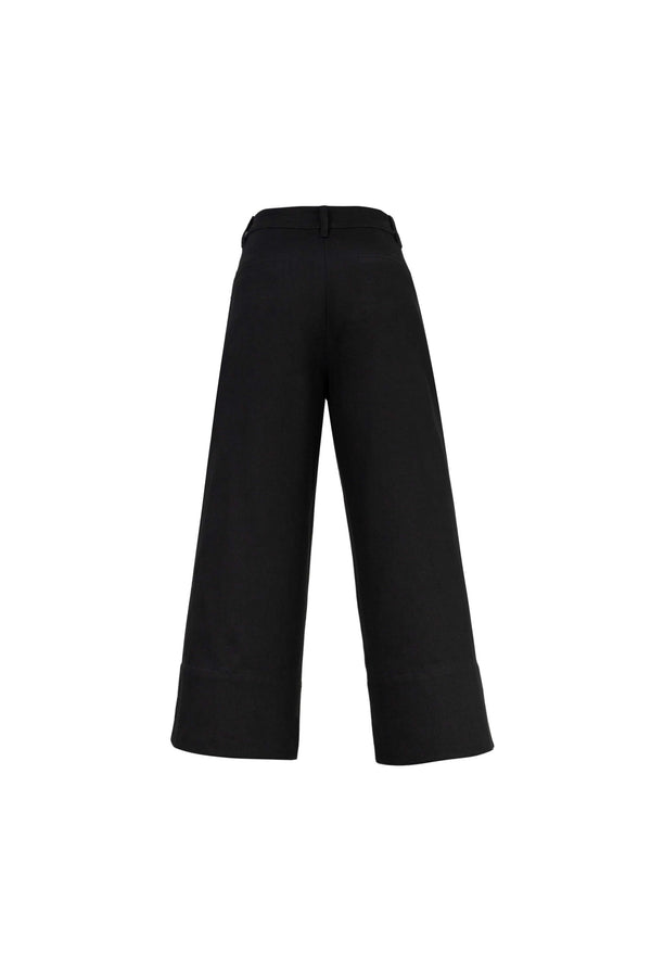 Paulina High-Waist Flap Pocket Wide-Leg Pantalón 731159 NEG