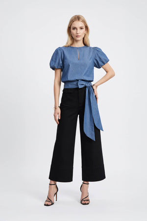 Paulina High-Waist Flap Pocket Wide-Leg Pantalón 731159 NEG