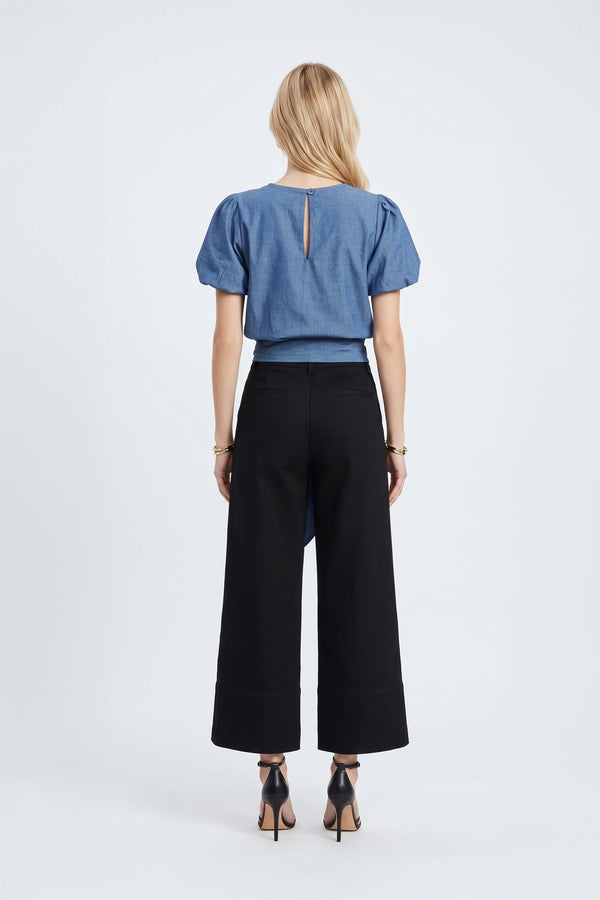 Paulina High-Waist Flap Pocket Wide-Leg Pantalón 731159 NEG