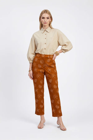 Paulina Marine Print High-Waist Pantalón 731174 CAM