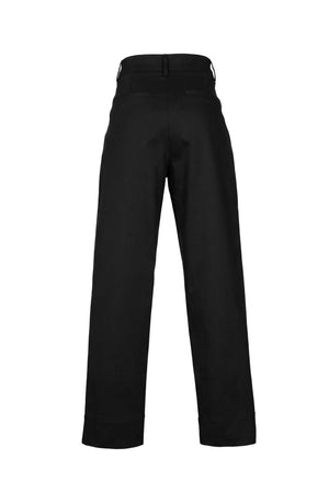 Mia Gold-Button Cropped Straight Pantalón  731177 NEG