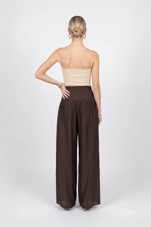 Gala High-Waist Button Wide-Leg Pantalón 731179 CHO