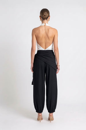 Amalia Drape Tie-Front Harem Pantalón 731180 NEG