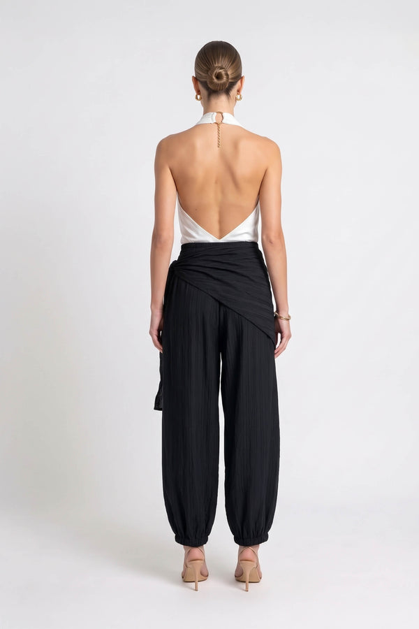 Amalia Drape Tie-Front Harem Pantalón 731180 NEG