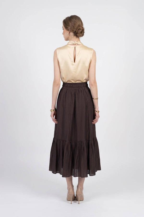 Berenice Tiered Elastic-Waist Maxi Falda 740933 CHO