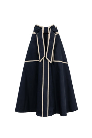Elena Contrast-Trim A-Line Midi Skirt