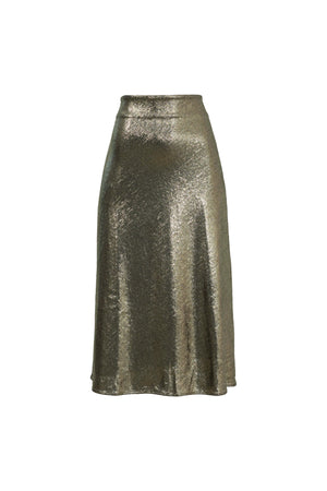 Cassandra Plaid High-Waist Midi Falda 740970 ORO