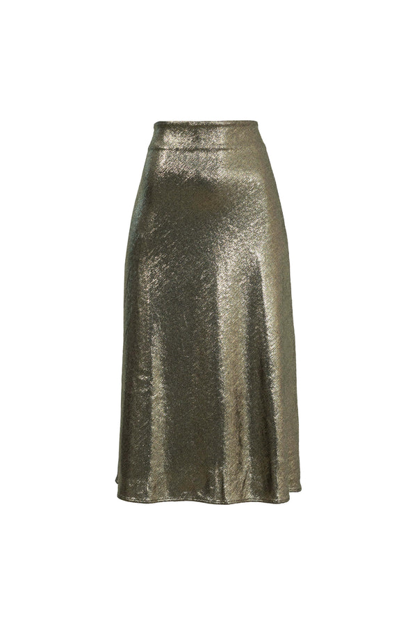 Cassandra Plaid High-Waist Midi Falda 740970 ORO