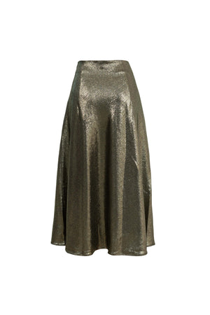 Cassandra Plaid High-Waist Midi Falda 740970 ORO