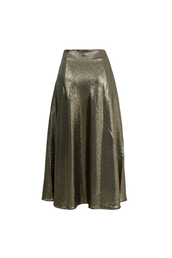 Cassandra Plaid High-Waist Midi Falda 740970 ORO