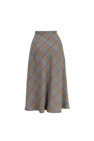 Cassandra Plaid High-Waist Midi Falda 740970 TAU