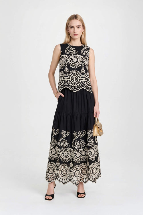 Nadia Eyelet Embroidered Maxi Skirt
