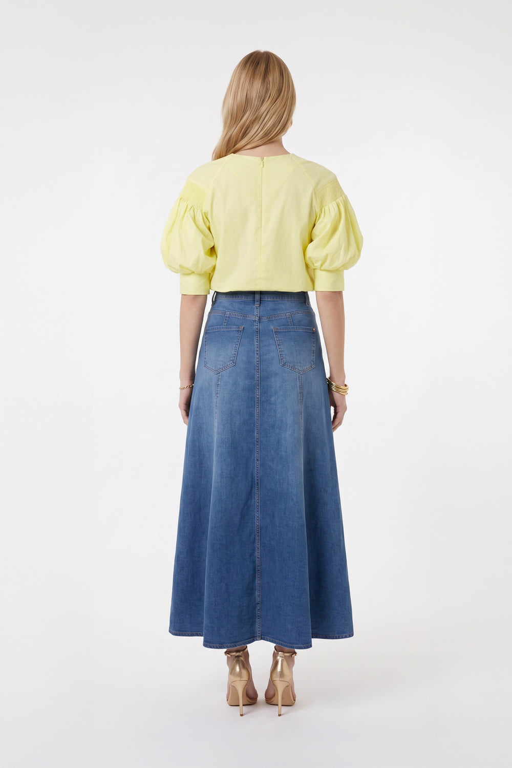 Valeria Puff Sleeve Keyhole Blusa 752981 AMA