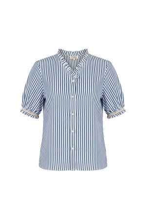 Lucía Striped Ruffle Puff Sleeve Blusa 752783 DEN