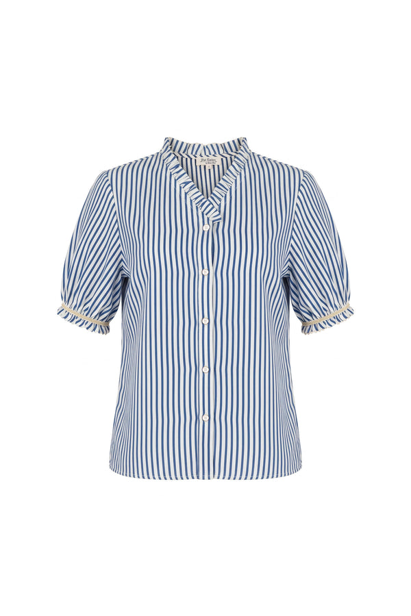 Lucía Striped Ruffle Puff Sleeve Blusa 752783 DEN