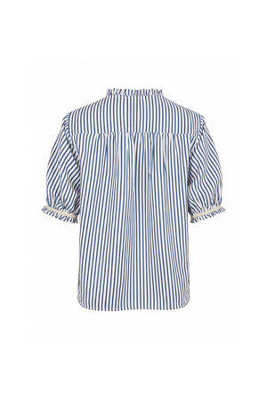 Lucía Striped Ruffle Puff Sleeve Blusa 752783 DEN