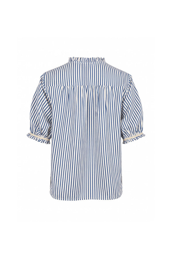 Lucía Striped Ruffle Puff Sleeve Blusa 752783 DEN