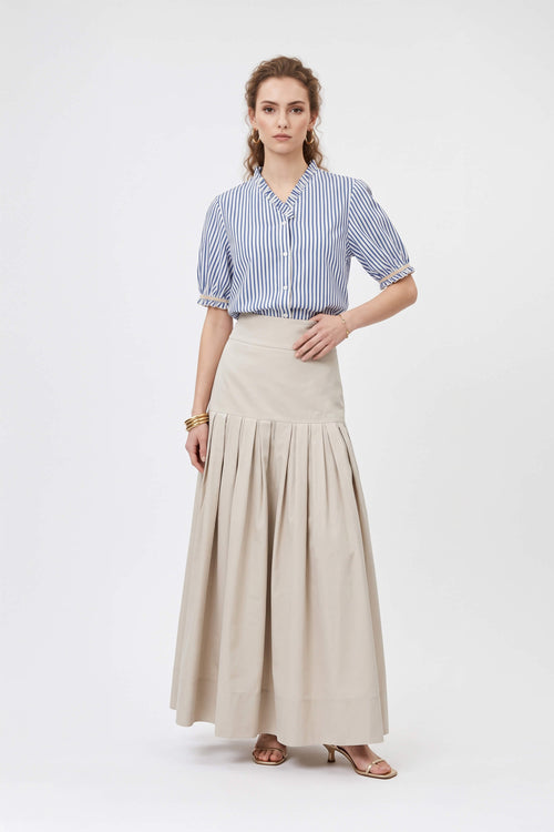 Lucía Striped Ruffle Puff Sleeve Blusa 752783 DEN