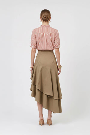 Carlota Striped Ruffle Puff Sleeve Blusa  752783 LAD