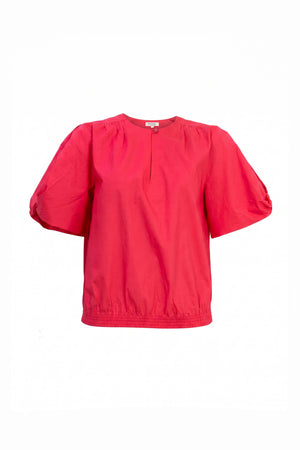 Nadia Smocked-Hem Puff-Sleeve Blusa 752842